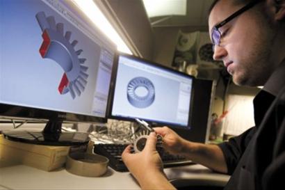 Engineer using AI-powered CAD software Nora3d for mechanical design