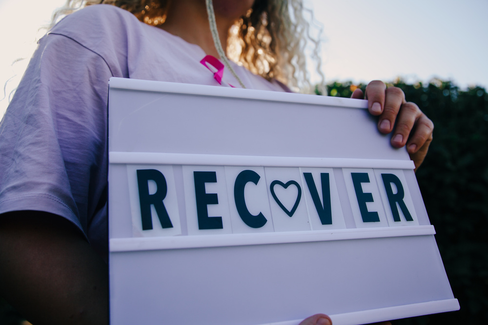 Sarah celebrating recovery